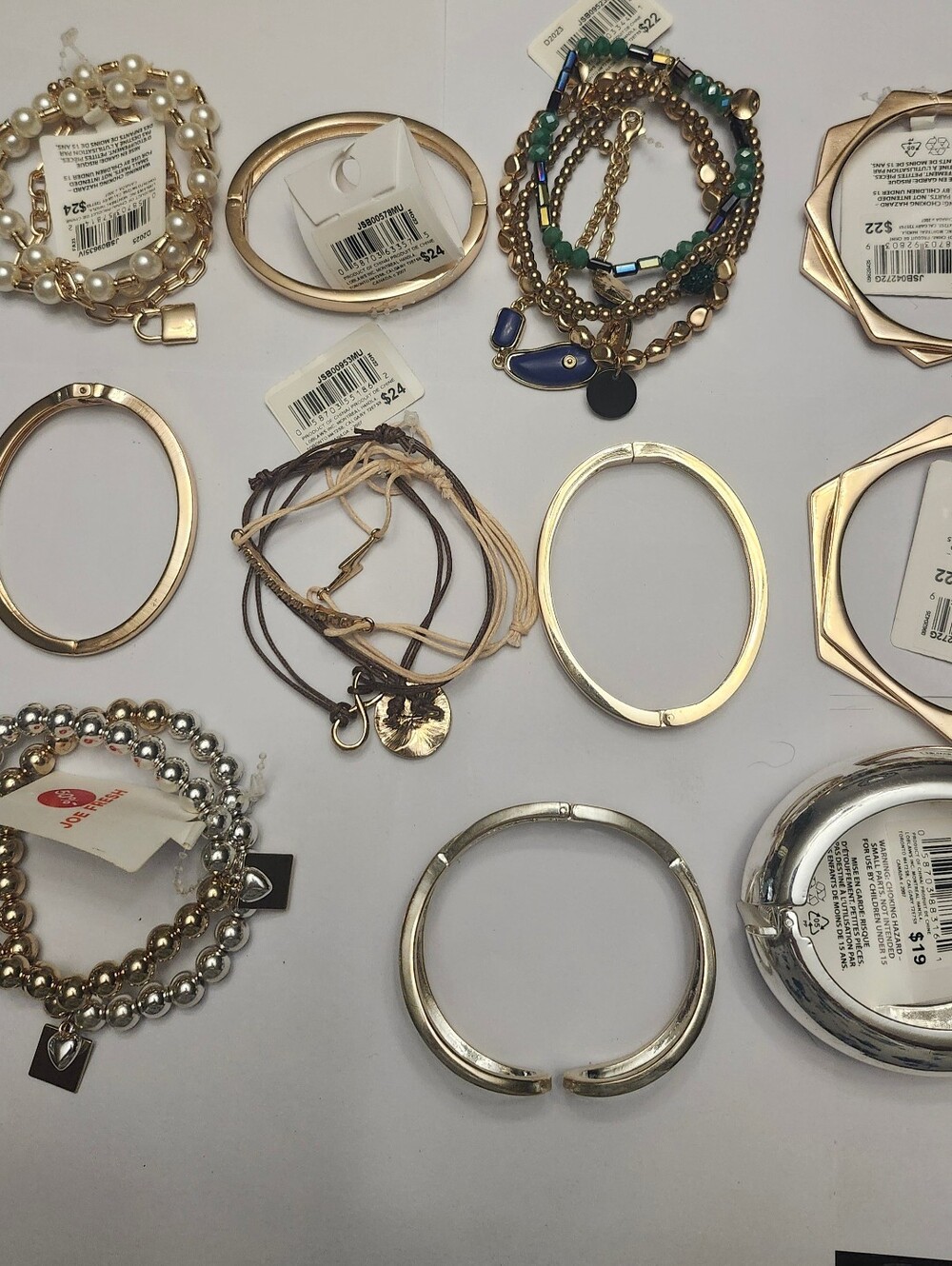 Joe Fresh Lot Of Mixed Metal Stackable Bangle Bracelet Set - Gold & Silver New